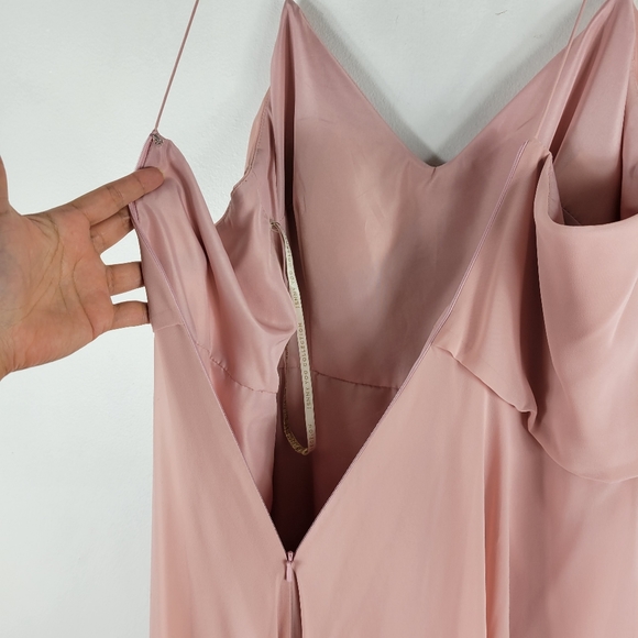 Jenny Yoo Inesse Chiffon Blouson Spaghetti Strap Flowy A Line Maxi Dress Gown - Picture 8 of 11